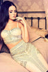 Sexy Studded Nude Leatherette 2pcs Bandage Dress